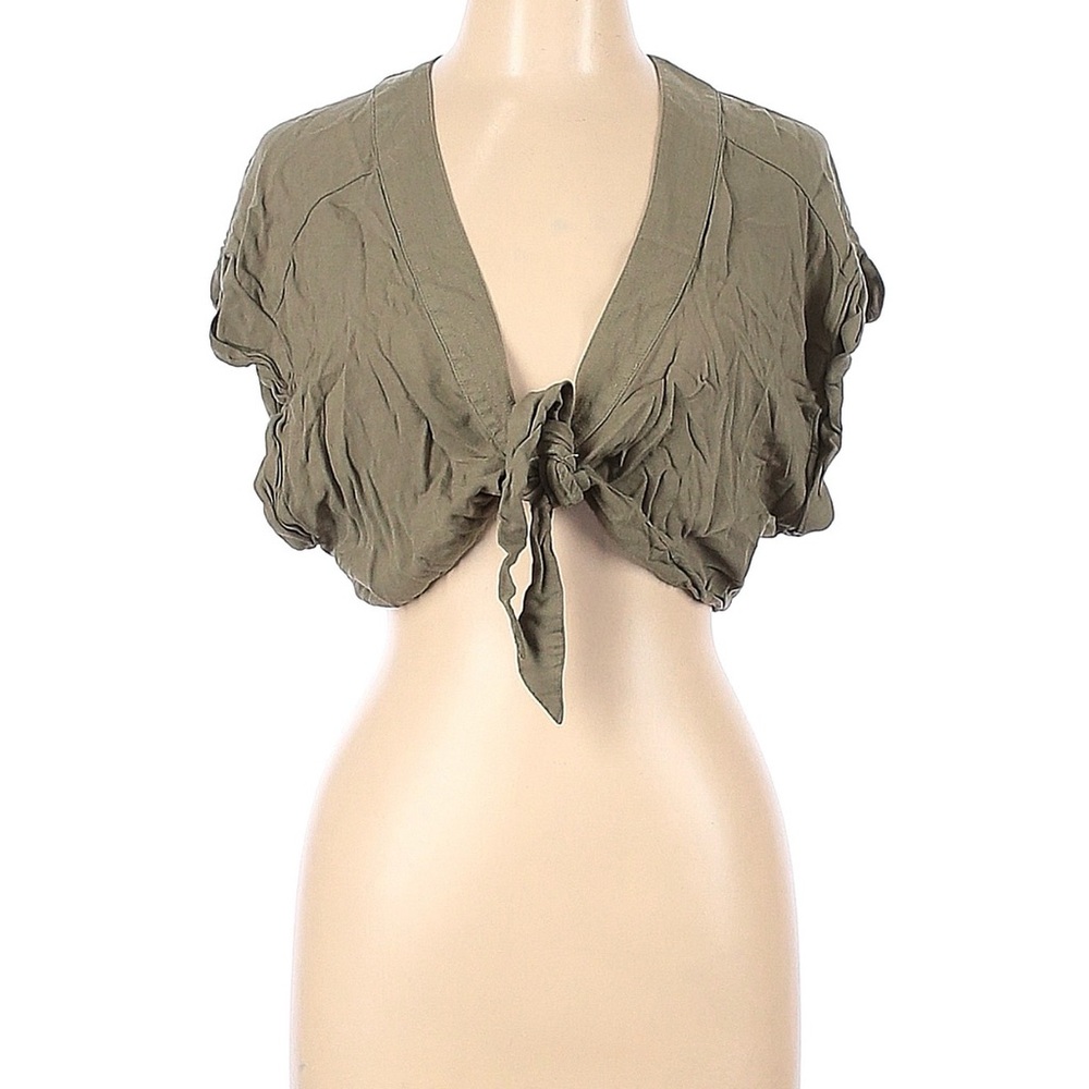 American Eagle Outfitters Khaki Tie-Front Shrug
